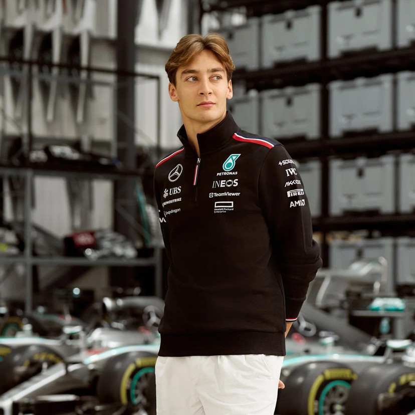 Mercedes-AMG PETRONAS 2024 Mens Team 1/4 Zip - Long Sleeve - Black