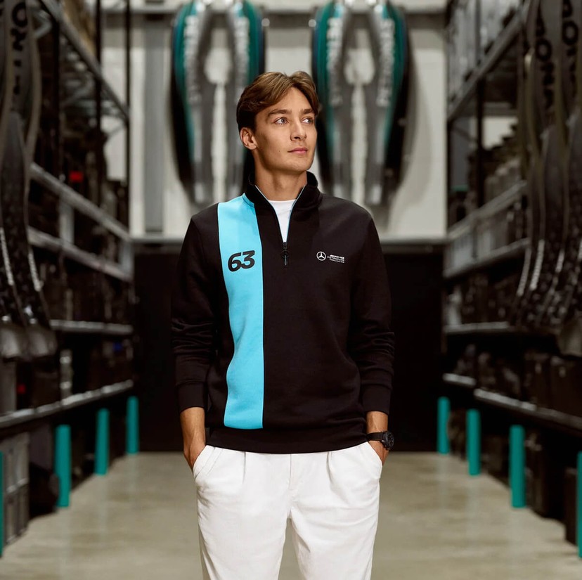 F1 2024 メルセデス ハミルトン ラッセル 1/4 ジップ スウェット S Mercedes-AMG PETRONAS 2024 George Russell 1/4 Zip Sweater - Long