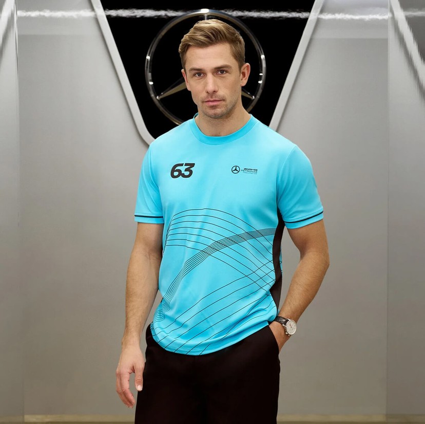 Mercedes AMG Petronas Formula One Team George Russell Sports T-Shirt - Blue - Unisex Medium